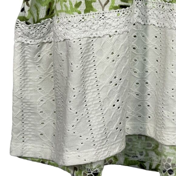 Cato Off -Shoulder Top Women Size L Green Pattern Short Sleeve Eyelet Summer - Picture 6 of 12